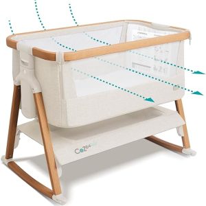 CoZee? Air Baby Bassinet & Bedside Sleeper - Scandanavian Walnut & Ecru