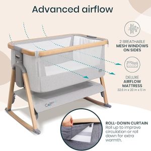 CoZee? Air Baby Bassinet & Bedside Sleeper - Silver & Oak