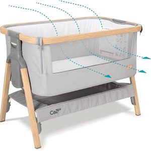 CoZee? 2-in-1 Baby Bassinet & Bedside Sleeper - Silver & Oak