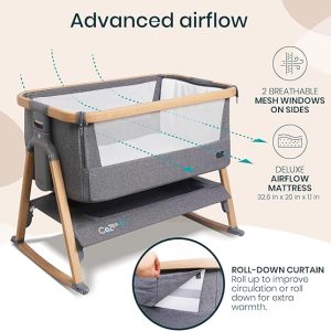 CoZee? Air Baby Bassinet & Bedside Sleeper - oat & charcoal