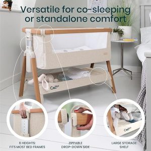 CoZee? 2-in-1 Baby Bassinet & Bedside Sleeper - Scandinavian Walnut & Ecru