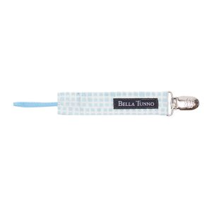 Fabric Pacifier Clip - Blue Squares