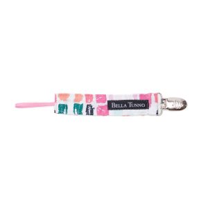 Fabric Pacifier Clip - Brush Stroke Pink